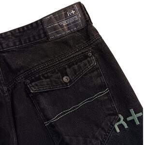 Rocawear R+ Vintage Jeans 41X33 Black Embroidered Original Baggy Street Skate